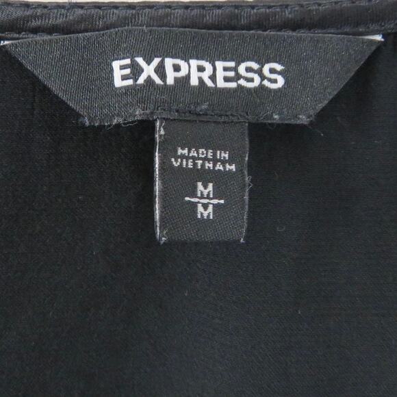 Express Black Tie Front Crop Top Satin Butterfly Top Cute Medium - Picture 9 of 10